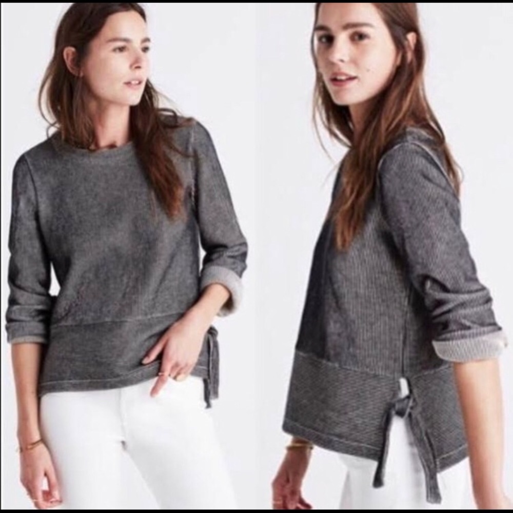 Madewell French Rib Side-Tie Pullover, Black